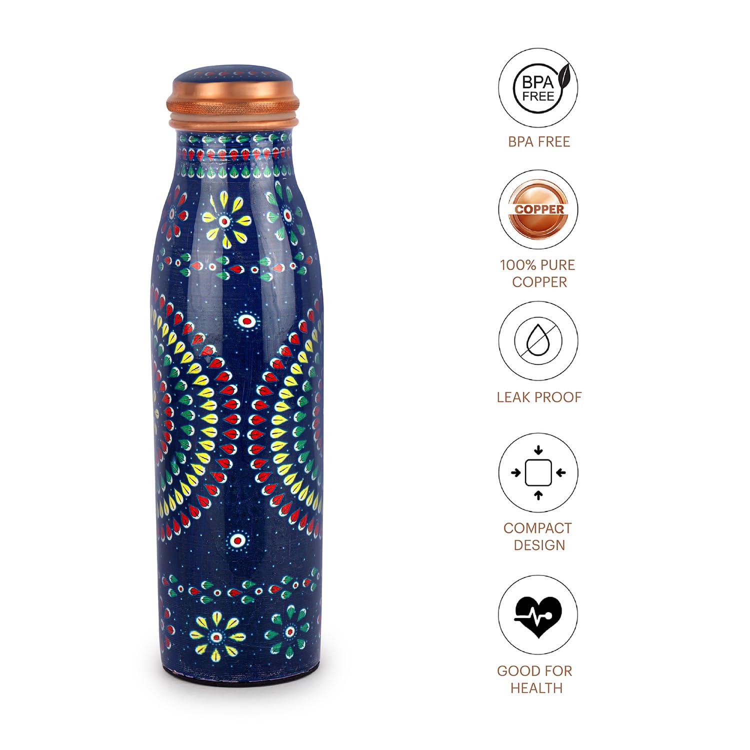Cello Cop-pura Good Earth Copper Water Bottle | 1000ml | Mandala