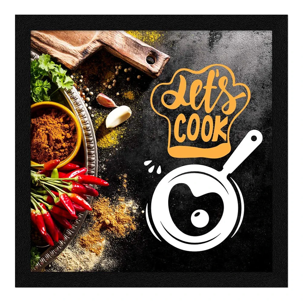 ArtX Kitchen Food Quotes Motivational Funny Wall Art Frames Multicolour Framed Posters Set of 4