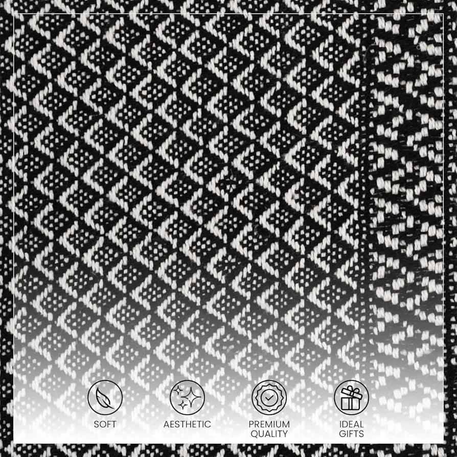 Sashaa World Soft Cotton Throw Blanket Colour Black