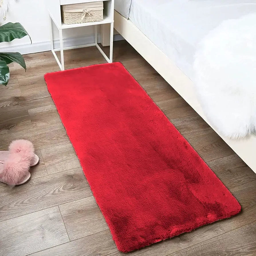 Luxe Home International Ruffle Bath Runner Rabbit 2 X 5 Ft Colour Maroon