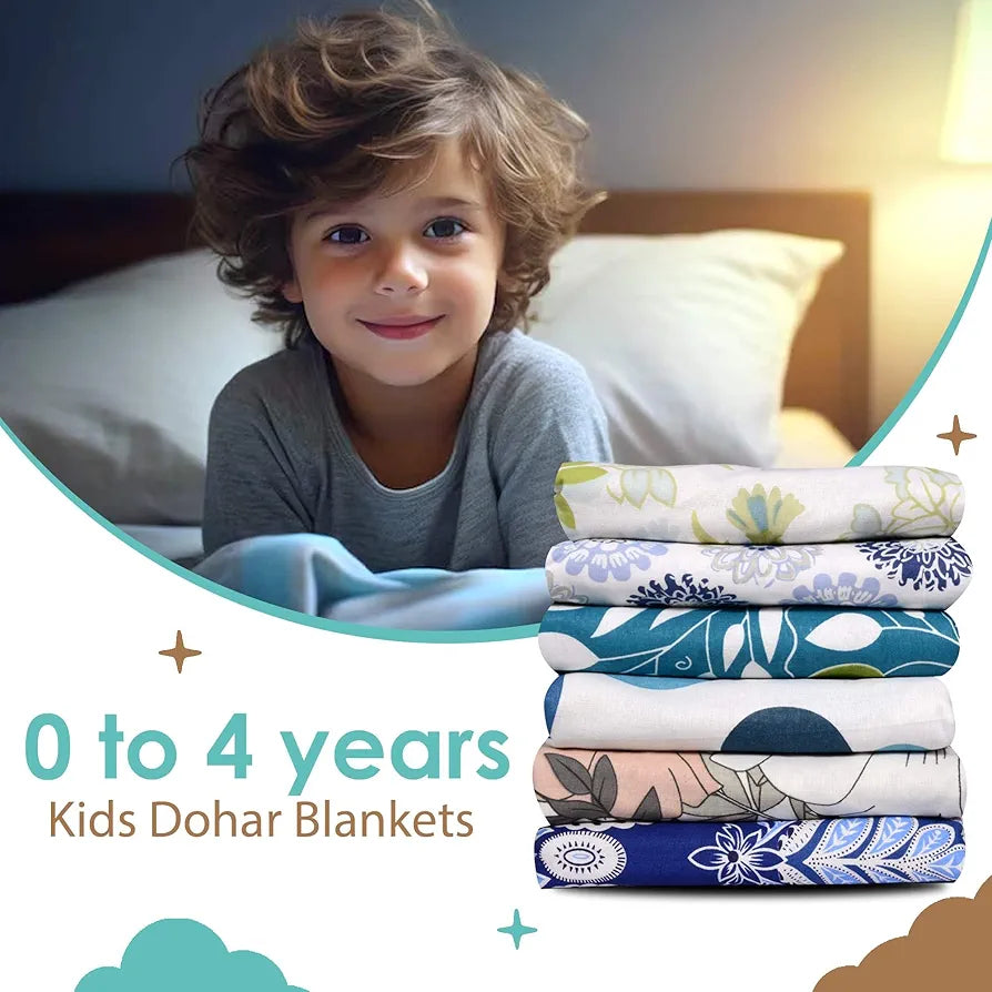 Divine Casa Floret 100% Cotton Single Kids Dohar 120 GSM Soft & Lightweight Throw Blanket Colour Meadow Green