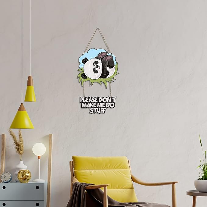 Artvibes Cute Panda Printed Wooden Wall Hanging With Quotes for Home Decor | Modern Artworks Decoration