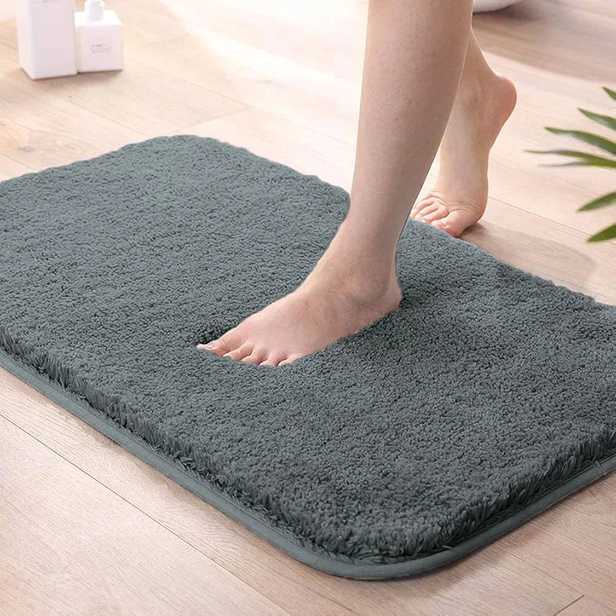 Luxe Home International Microfiber Luxe Home Bath Mat Rectangular Colour Grey