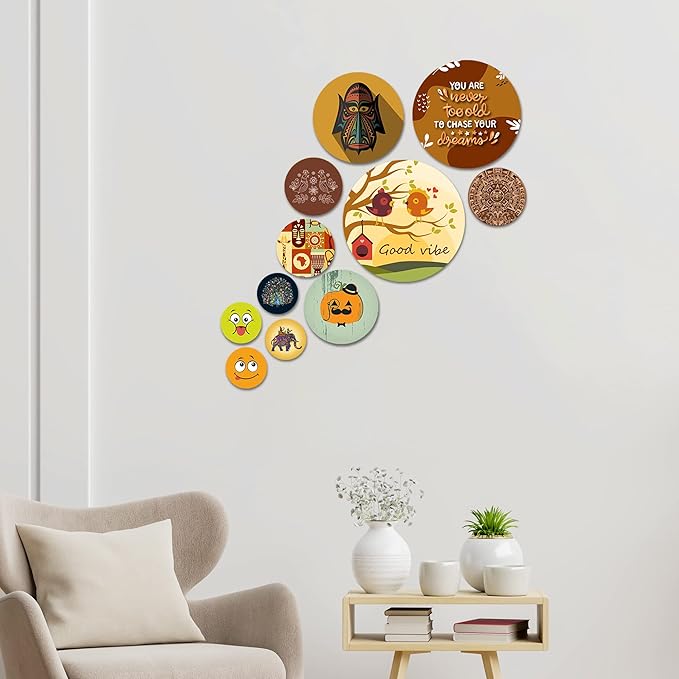 Artvibes Nature Designer Mdf Wooden Wall Hanging | Set of 11