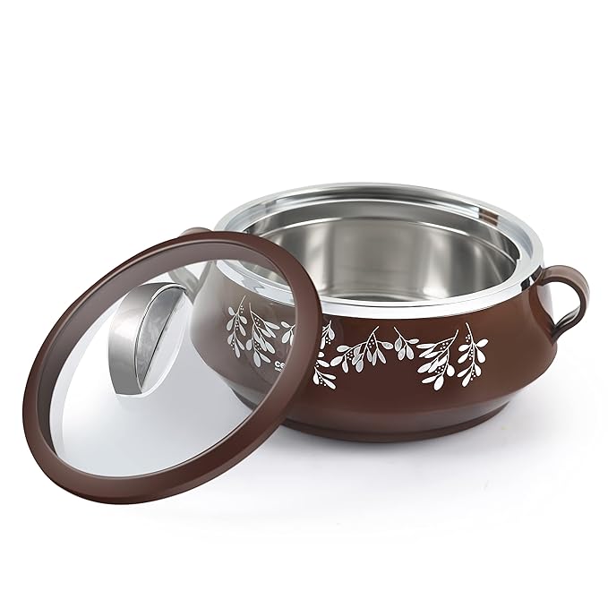 Cello Glitter Casserole with Inner Steel | Insulated Stainless Steel Inner Body Casserole Set for Meal | Set Of 3