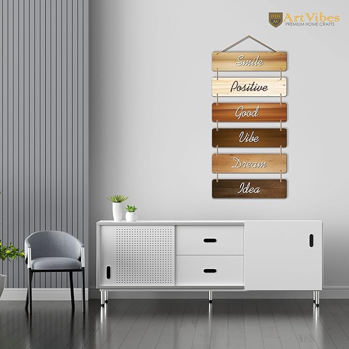 Artvibes Decorative Wall Hanging Wooden Art Decoration Item for Living Room | Mdf Wall Decoration | Set of 6