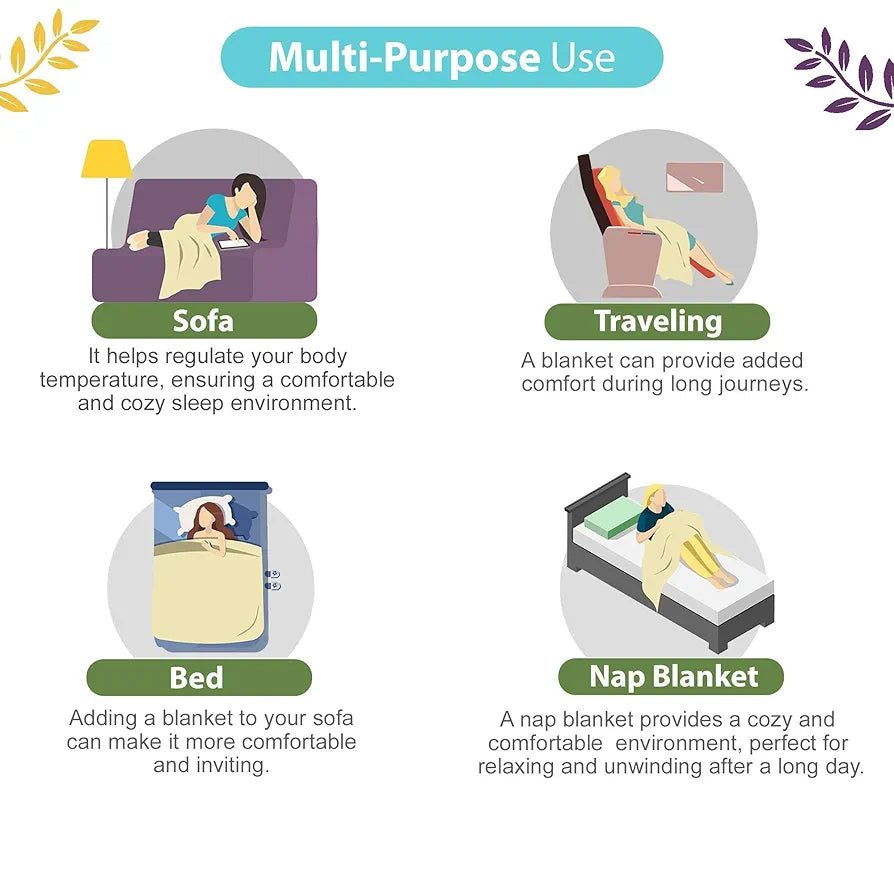 Divine Casa Pure Cotton Printed Single Dohar 120 GSM Soft & Lightweight Throw Blanket Colour Cosmic Sky