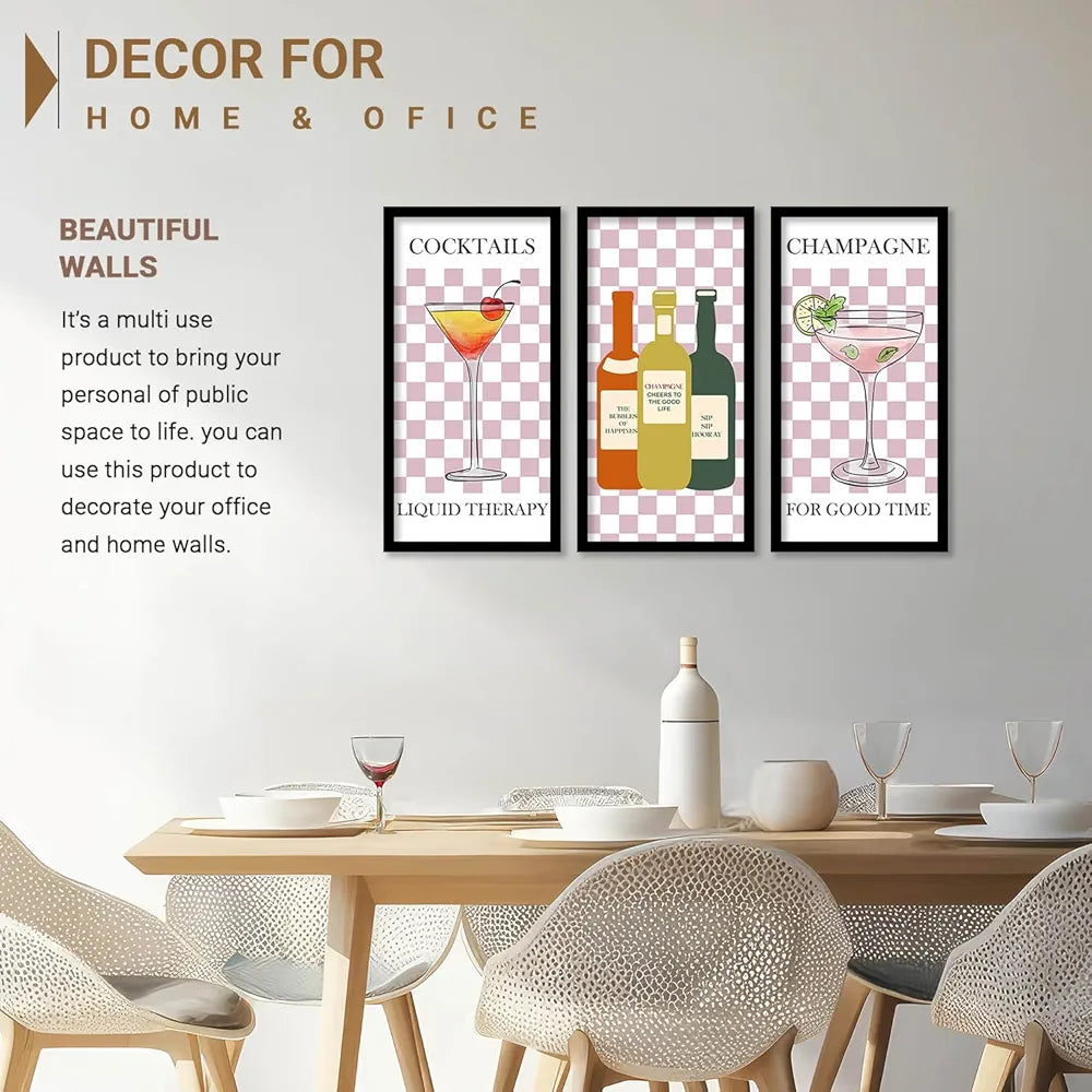 Kotart - Framed Posters for Cafe/Restaurant Cocktails  Set of 3