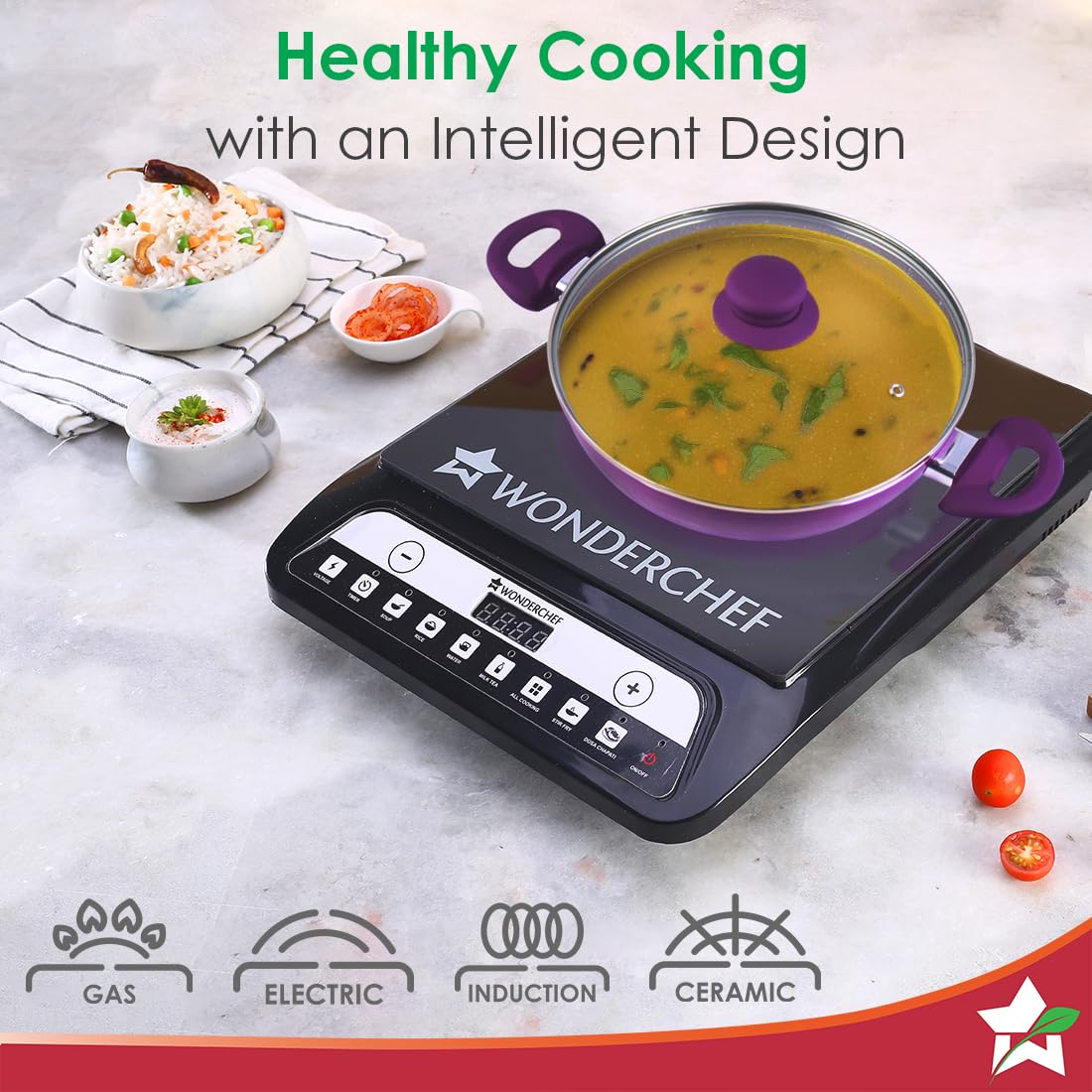 Wonderchef Royal Velvet Non-stick 24cm Kadhai with Lid and Handles | Glass Lid