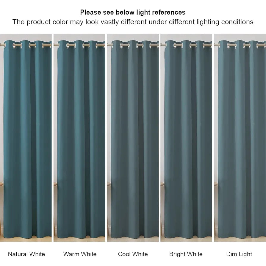 Cloth Fusion Blackout Window Curtains 5 Feet Long Set of 2 Room Darkening Blackout Prussian Blue