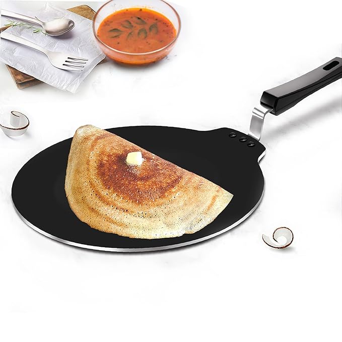Milton Pro Cook Blackpearl Induction Dosa Tawa Without Edge, 30 Cm, Black - 1000 gms
