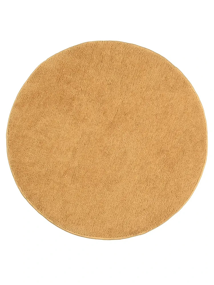 Saral Home Neo Shaggy Yarn Anti-Skid Round Mats Colour Gold