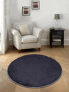 Saral Home Neo Shaggy Yarn Anti-Skid Round Mats Colour Navy Blue