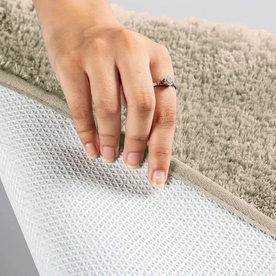 Luxe Home International Microfiber Luxe Home Bath Mat Super Soft Non Slip Vegas Mats For Bathroom Rectangular Colour Beige