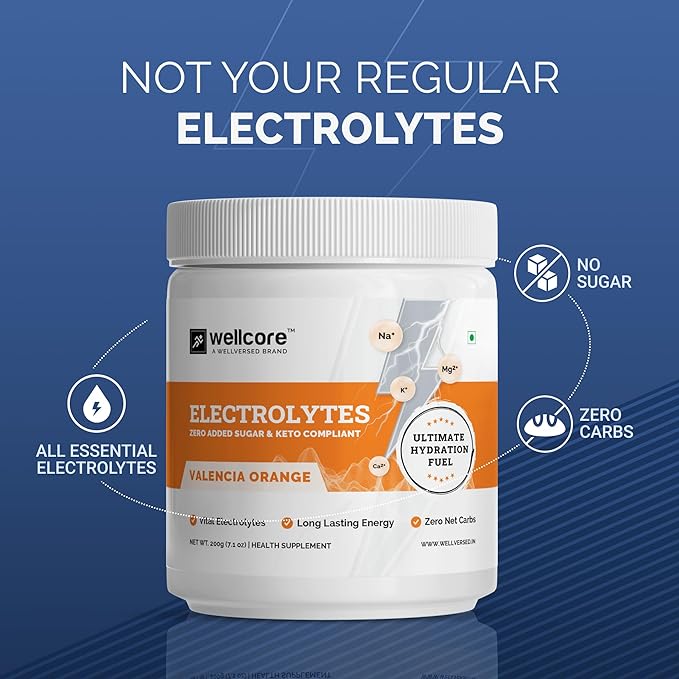 Wellcore-Electrolytes Orange Electrolyte Drink Powder - 200 gms