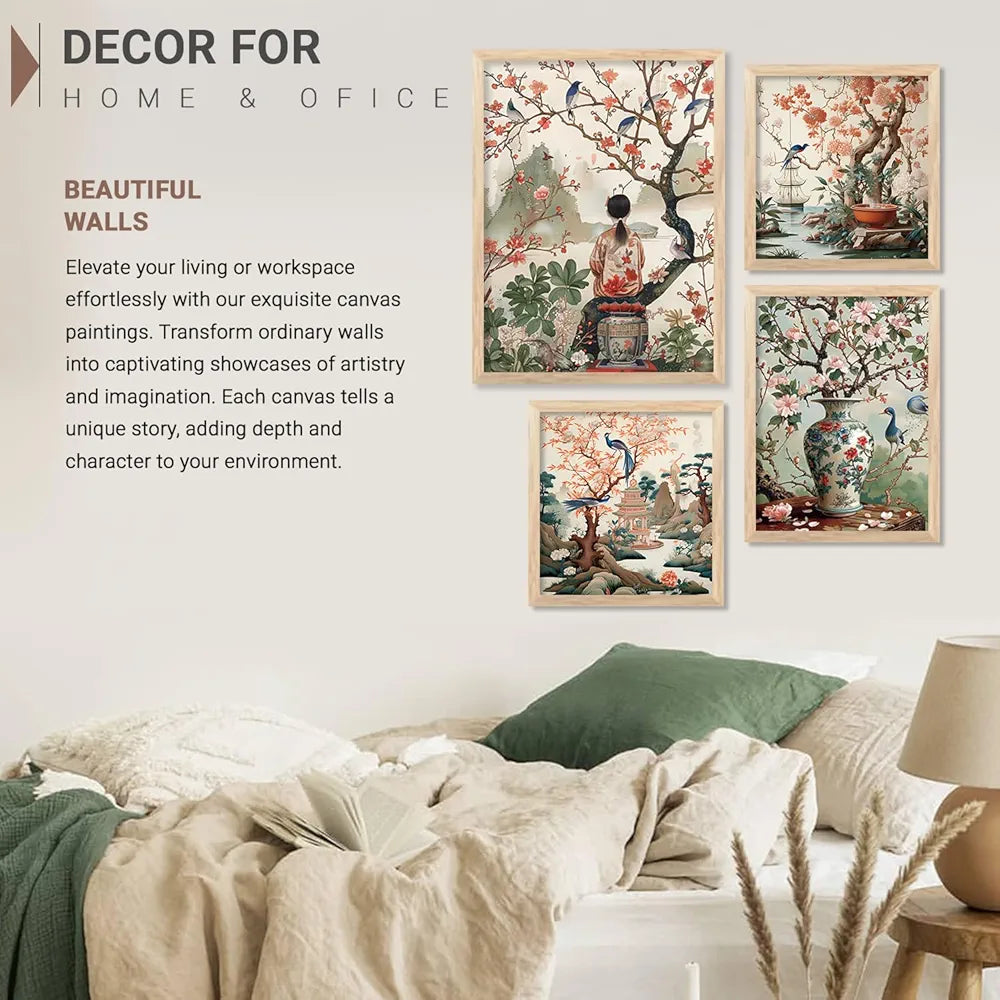 Kotart Nature Inspired Modern Art Paintings with Frame Set of 4 Frames C