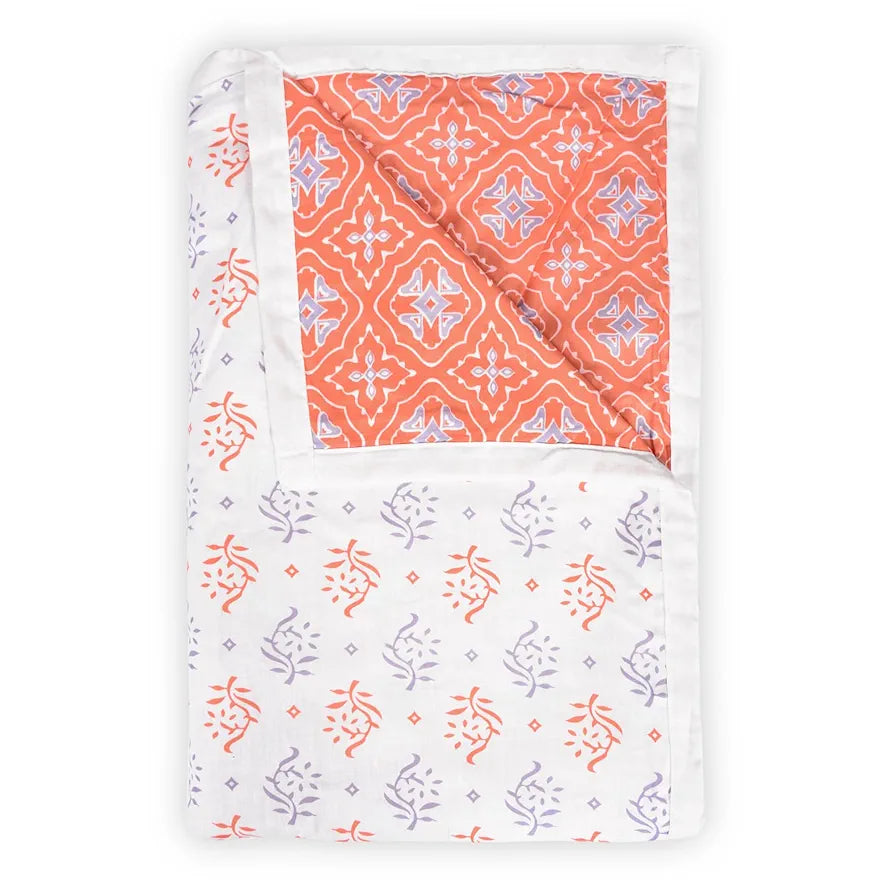 Divine Casa 120 GSM 100% Cambric Cotton Jaipuri Dohar Single Bed Reversible AC Blanket TC - 120 Colour Peach Fuzz
