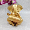 Jaipur Ace Lord Ganesh Statue Playing Dholak Figurines of Ganesh Gold Color Polyresine Vinayak Idol 14cm Dhol Ganesha
