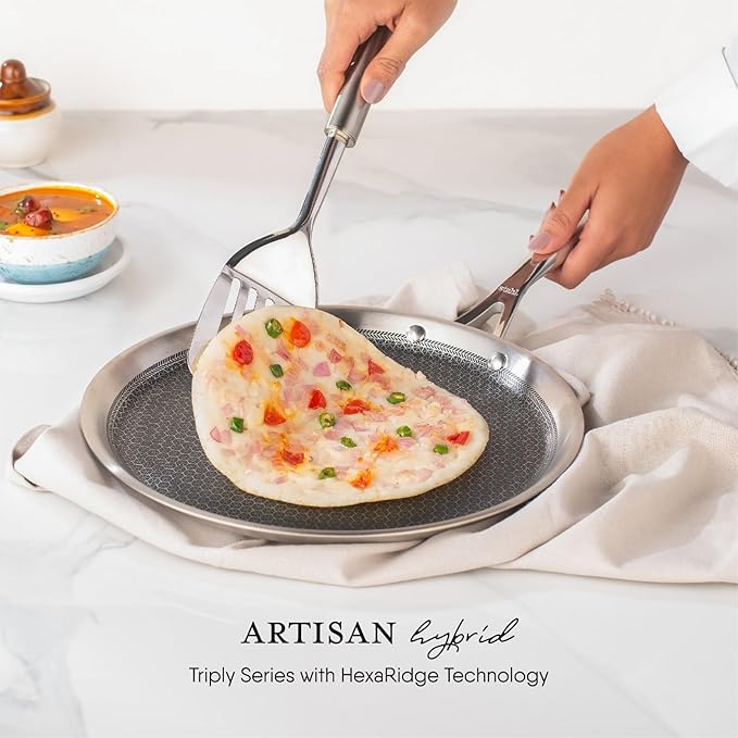 Stahl Artisan Hybrid Triply Dosa Tawa | Dosa Tawa With Induction Base | Non Stick Pan | Stainless Steel Scratch Resistant | 30 Cm