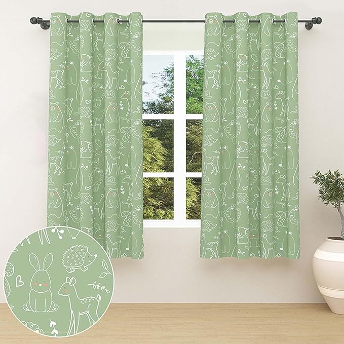 Haus & kinder Cotton Curtains Set of 2 for Bedroom Window Door Curtains (5ft x 5ft) | Colour Sketchy Woodland