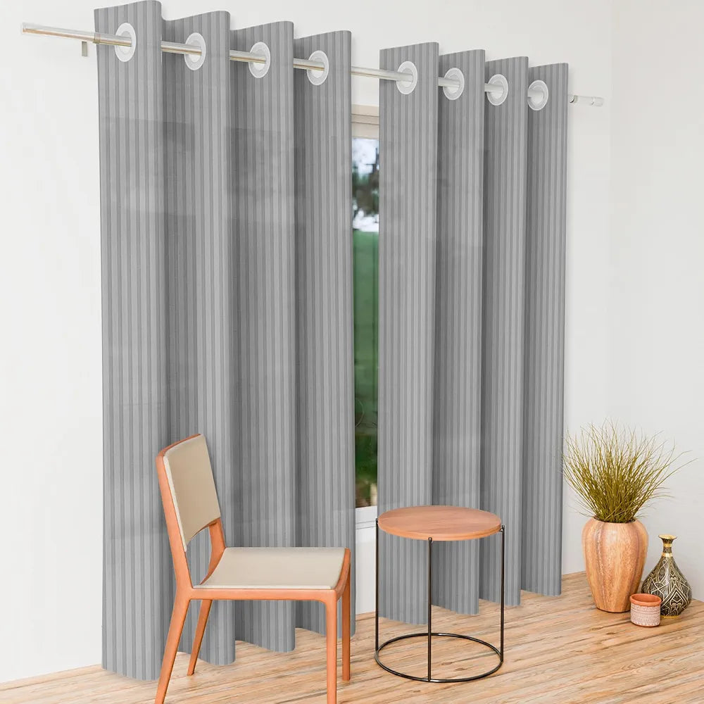 Kuber Industries Door Curtain Sheer Parda for Living Room Lining Net Gray Colour