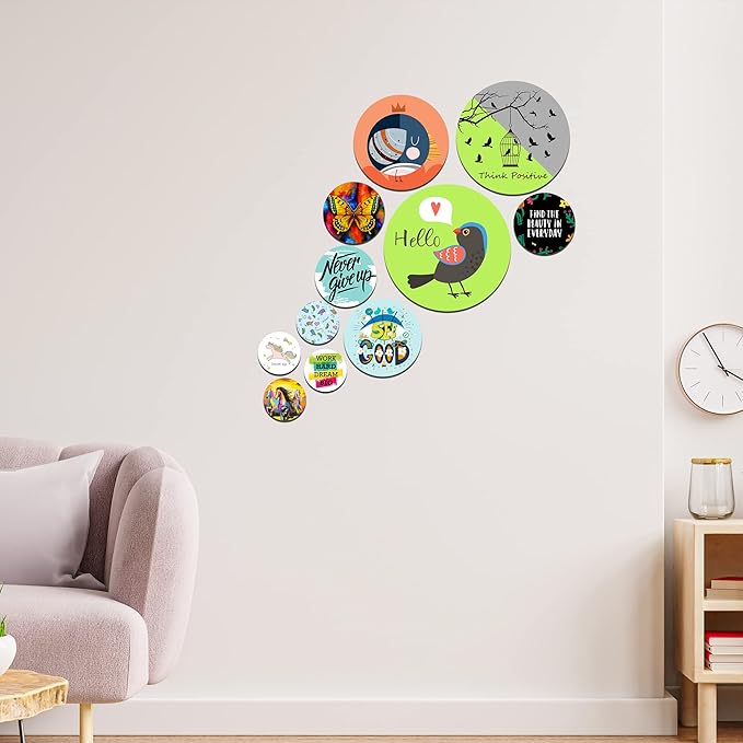 Artvibes Designer Mdf Wooden Wall Hangers for Home Decoration | Pack of 11 Pieces