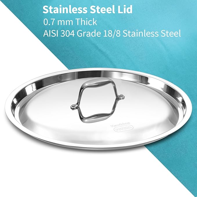 Hawkins Pro 3.5 Litre Deep-Fry Pan, Triply Stainless Steel Kadhai with Stainless Steel Handles and Stainless Steel Lid, Silver