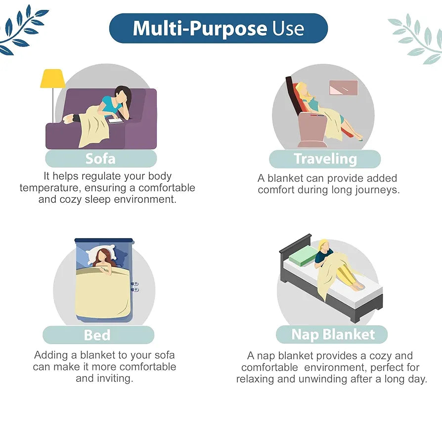 Divine Casa Floret 100% Cotton Single Dohar 120 GSM Soft & Lightweight Throw Blanket Colour Winter Fern