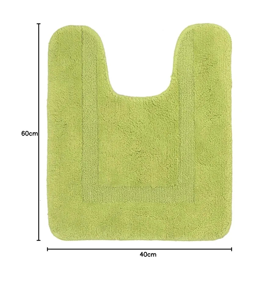 Saral Home Cotton Anti Slip Bathmat Set with Contour Colour Green
