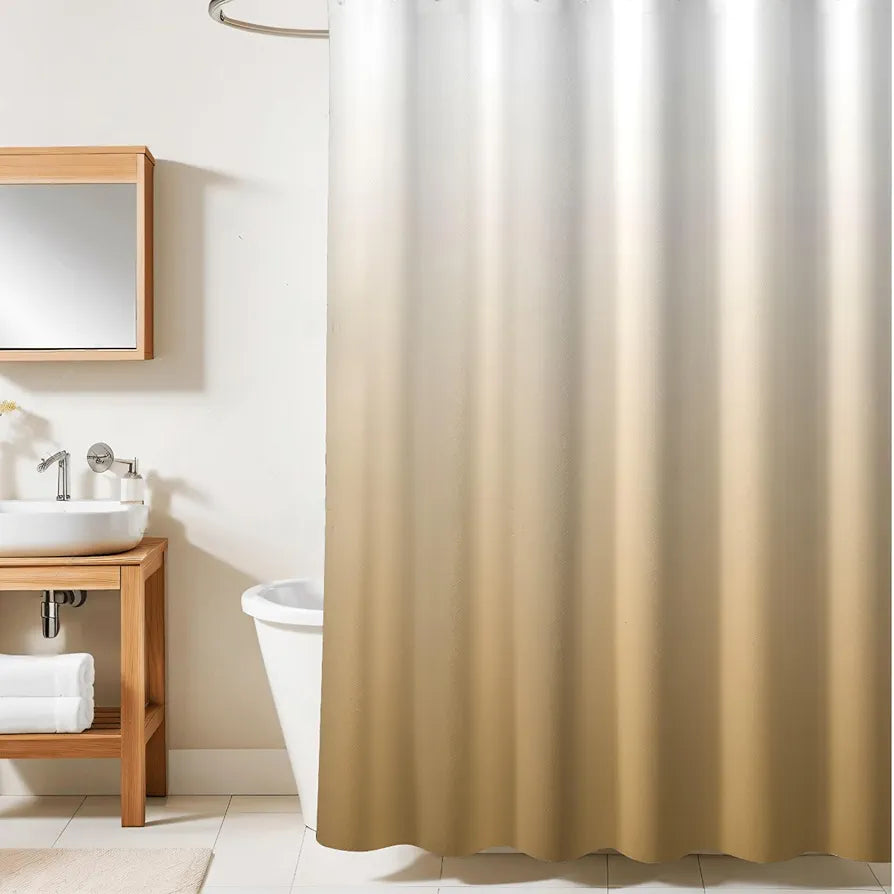Homethreads Checkered Embrace Luxury with Our 6-Feet Long Premium Polyester Shower Curtain with 12 Hooks for a Lavish Bathroom Ambiance Blackout Perfectly Sized Gold Colour