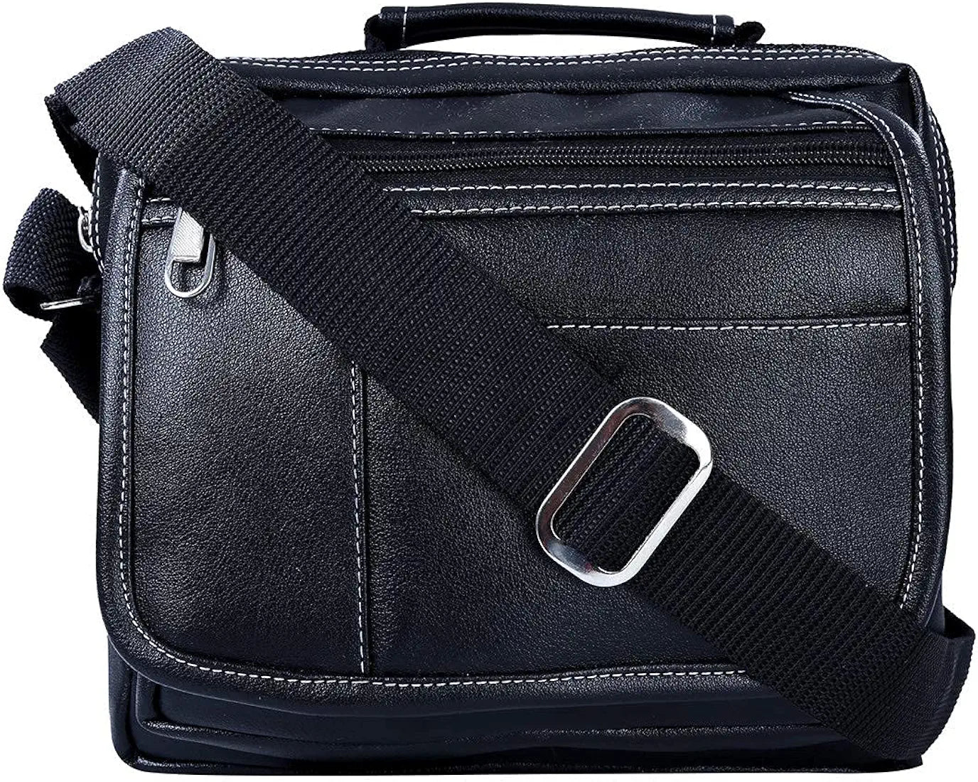 Leather World Sling Bag for Men PU Leather Messenger Cross Body Travel Office One Side Chest Shoulder Bag for Men & Women -Black