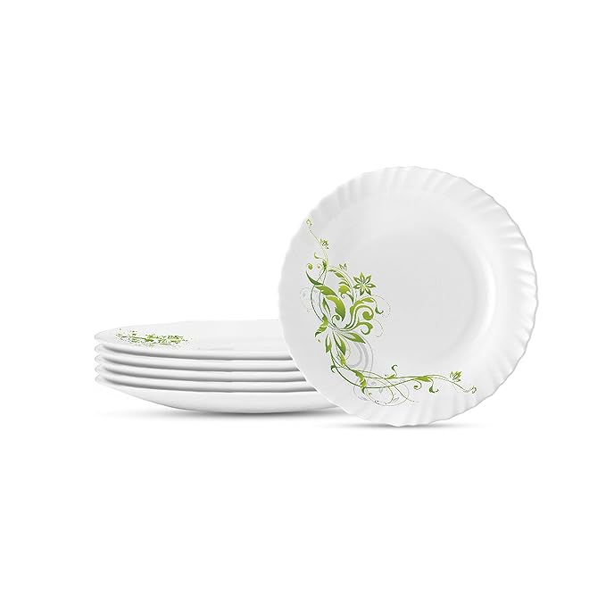 Larah by Borosil Opalware Full Plate - Erba | White | 11 Inch | Set of 6