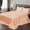 Cloth Fusion Satin Bedsheet for Queen Size Bed Set of 1 Satin Sheet 2 Pillow Covers Peach Colour