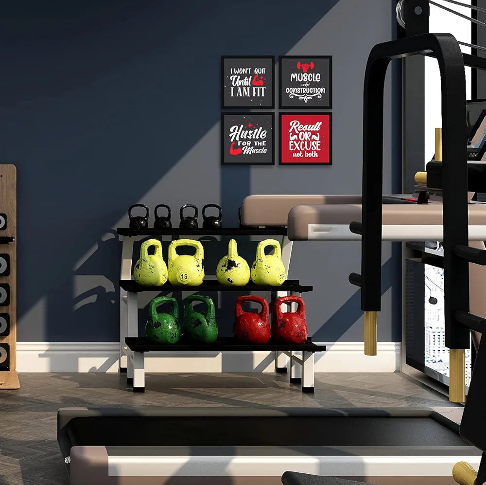 ArtX Paper Motivational Gym Exercise Quotes AXJ00144-MOT Wall Art Painting Set of 4