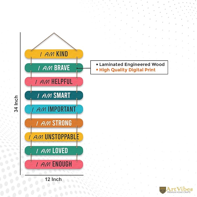 Artvibes Self Motivation Quotes Mdf Wooden Wall Hanging for Home Livingroom Art Items