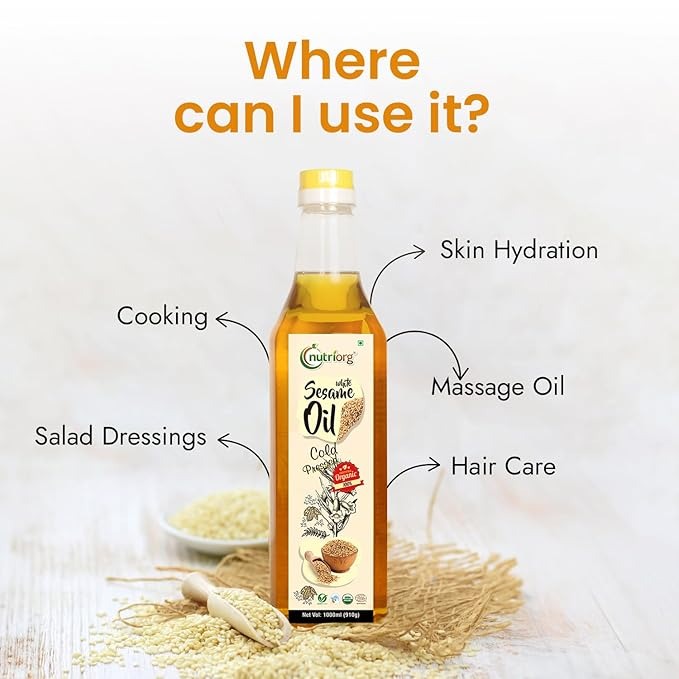 Nutriorg Certified Organic White Sesame Oil - 1000 ml