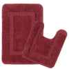 Saral Home Cotton Anti Slip Bathmat Set with Contour Colour Maroon (Pack of 2)