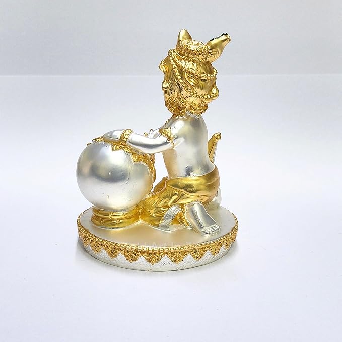 Gold Art India Makhan Krishna Krishna Idol for Home Decor Laddu Gopal murti for Gifting
