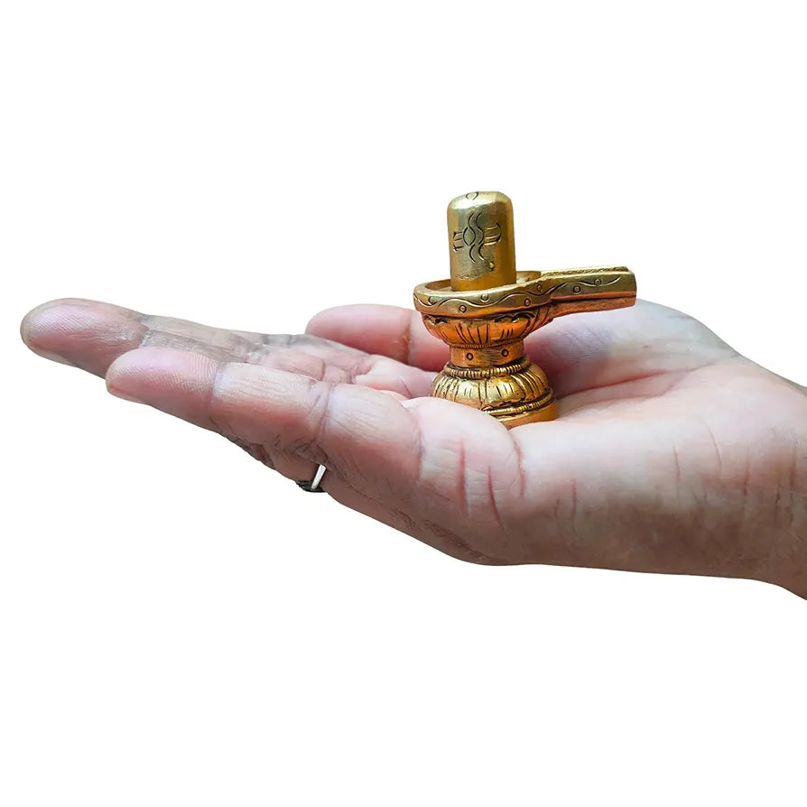 anciently Chota Shivling | Very Small Shivling 4.5 CM Height, Brass, Gold Colour, 1 Piece