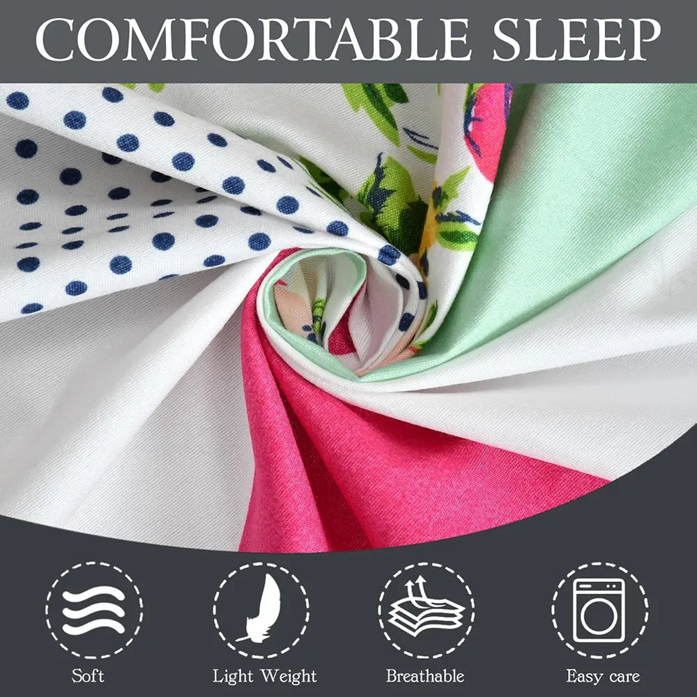 Fresh From Loom Soft Glace Cotton Fitted Bedsheet King Size Bed With Two Pillow Cover Elastic Fitted 144 TC Trangle Multi