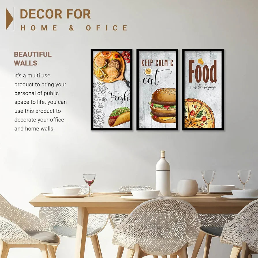 Kotart Kitchen Quotes Posters with Frame for Restaurant Fresh Set of 3