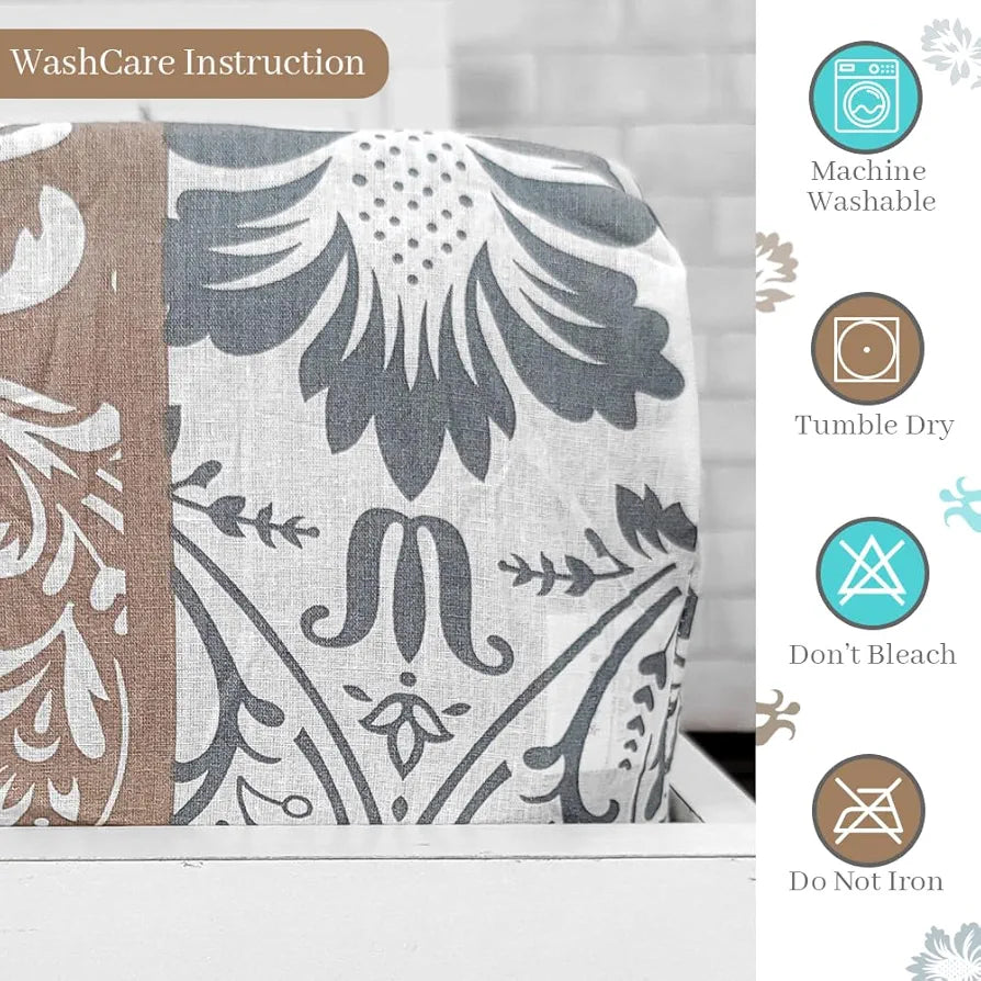 Divine Casa 144 TC 100% Cotton Floral Grey Breathable Bedsheet King Size Bed Cotton Elastic Fitted Colour Air Blue