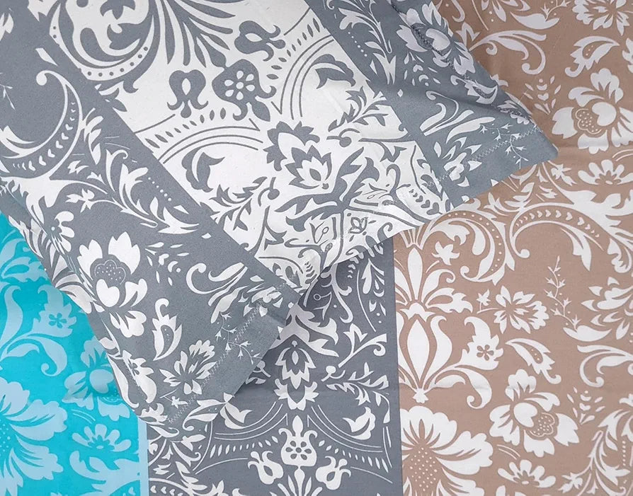 Divine Casa 100% Cotton 144 TC King Size Bedsheet with 2 Pillow Covers Colour Grey & Blue