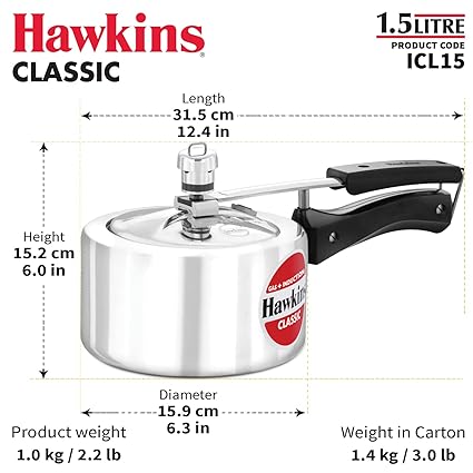 Hawkins 2 Litre Classic Pressure Cooker Tall Design Induction Inner Lid Cooker