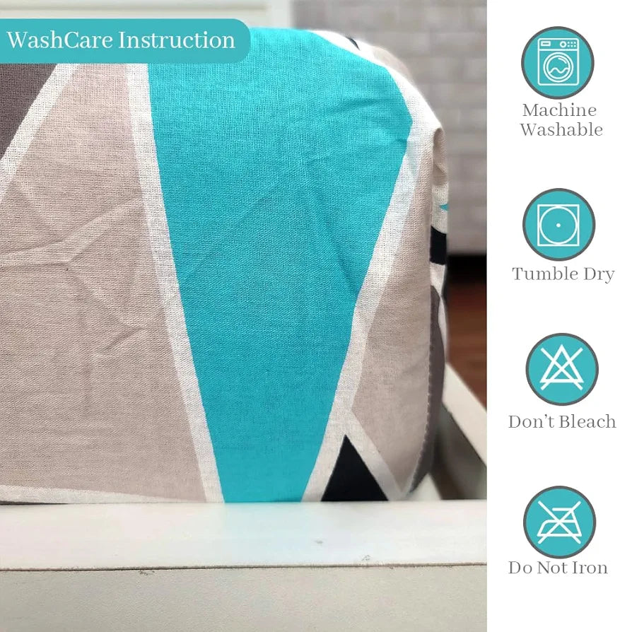 Divine Casa 144 TC 100% Cotton Abstract Print Blue Super Soft Bedsheet Elastic Fitted King Size Bed Colour Crystal Teal