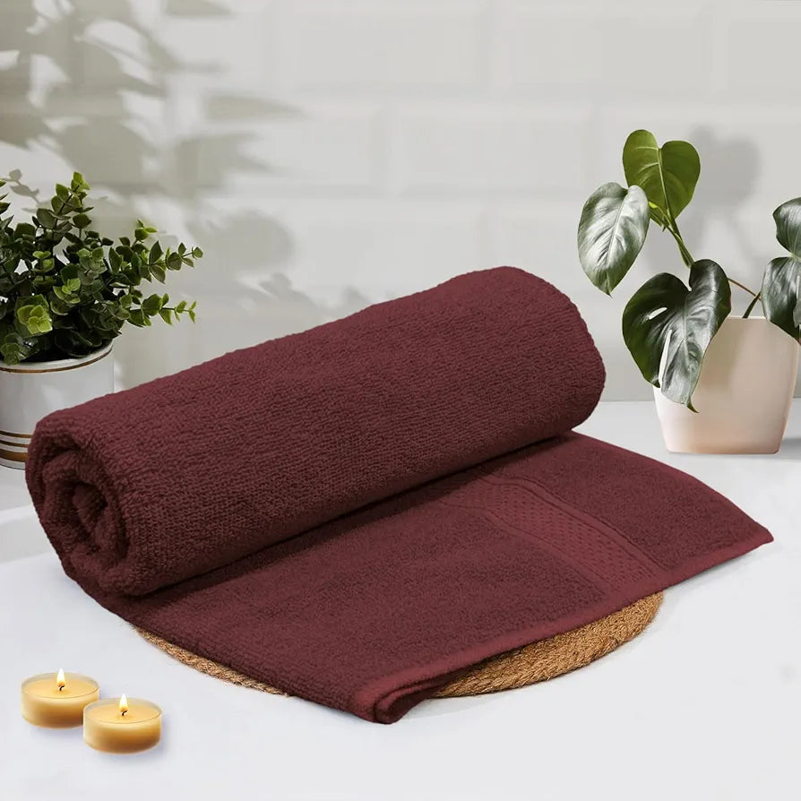 Luxe Home Cotton Bath Towel 450 GSM Quick Dry Large Size Bathroom Towels Colour Wine
