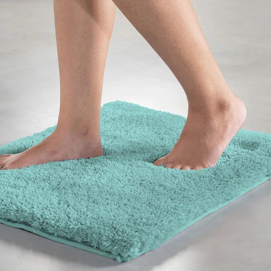 Luxe Home Vegas Microfiber Bath Mat Super Soft Non Slip Washable Mat for Bathroom Rectangular Colour Aqua