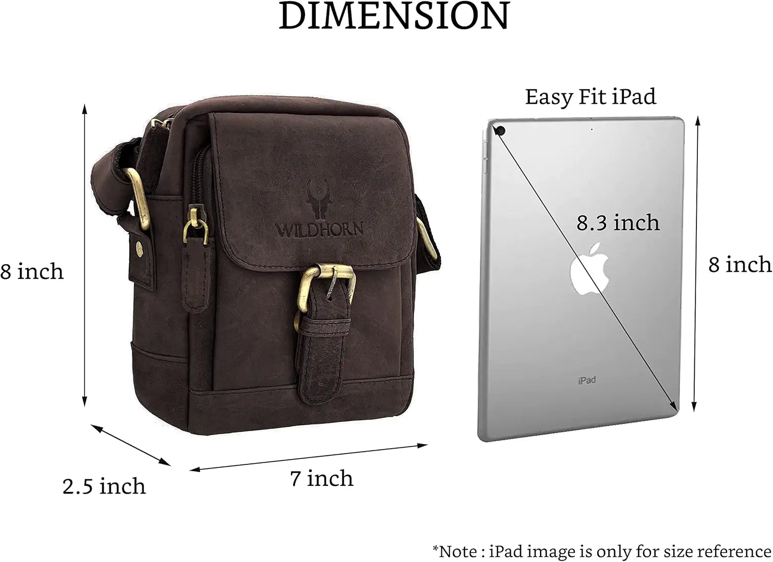 WildHorn Leather Sling Messenger Bag for Men I Multipurpose Crossbody Bag I Travel Bag with Adjustable Strap I Utility Bag I Dimension : L-6 inch W-2.7 inch H-8.5 inch