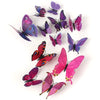 Xtore Plastic Reusable Wall 3D Butterfly Sticker with Sticking Pad Set of 12 Pieces Purple
