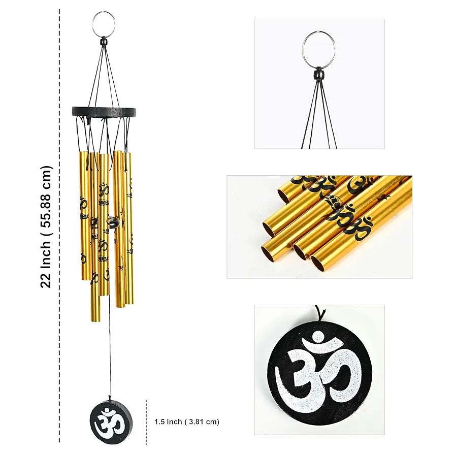 Wind Chimes Hanging Bells for Positive Energy Gold 5-Pipe Wind Chime -009
